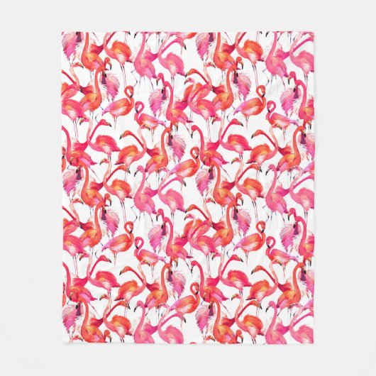 Aquarell-Flamingos in den Aquarellen Fleecedecke (Vorderseite)