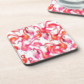 Aquarell-Flamingos in den Aquarellen Getränkeuntersetzer (Linke Seite)