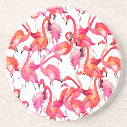 Aquarell-Flamingos in den Aquarellen Sandstein Untersetzer (Vorne)