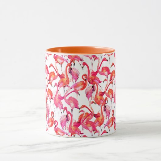 Aquarell-Flamingos in den Aquarellen Tasse (Zentrum)