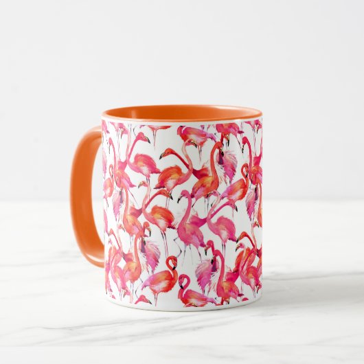 Aquarell-Flamingos in den Aquarellen Tasse (Vorderseite Links)