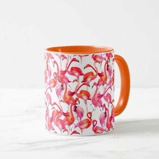 Aquarell-Flamingos in den Aquarellen Tasse (VorderseiteRechts)