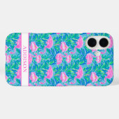Aquarell-Flamingos mit Monogramm Case-Mate iPhone Hülle (Rückseite (Horizontal))