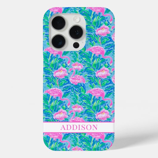 Aquarell-Flamingos mit Monogramm Case-Mate iPhone Hülle (Rückseite)