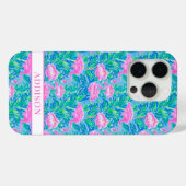 Aquarell-Flamingos mit Monogramm Case-Mate iPhone Hülle (Rückseite (Horizontal))