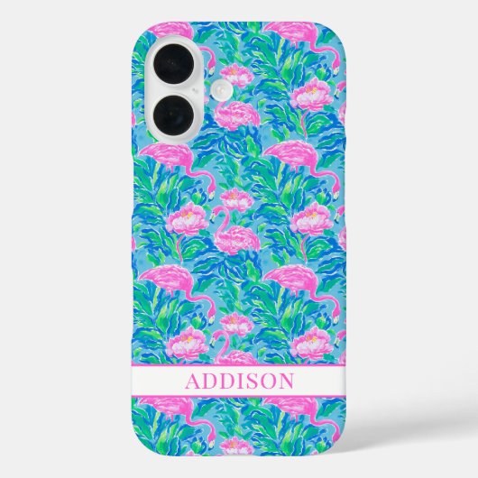 Aquarell-Flamingos mit Monogramm Case-Mate iPhone Hülle (Rückseite)