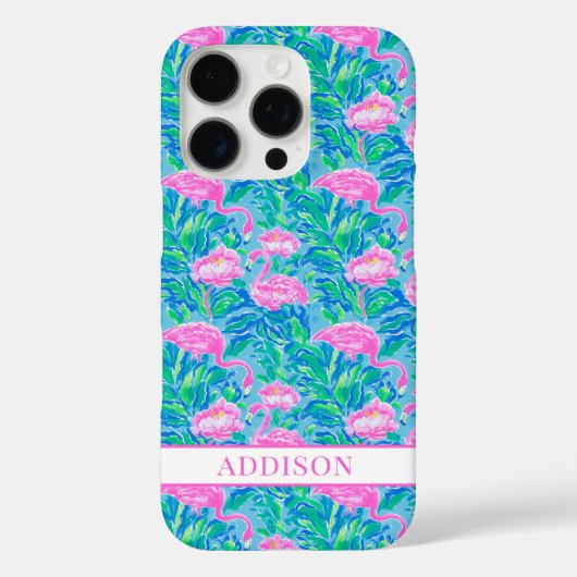 Aquarell-Flamingos mit Monogramm Case-Mate iPhone Hülle (Rückseite)