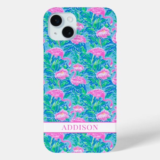 Aquarell-Flamingos mit Monogramm Case-Mate iPhone Hülle (Rückseite)