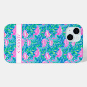 Aquarell-Flamingos mit Monogramm Case-Mate iPhone Hülle (Rückseite (Horizontal))