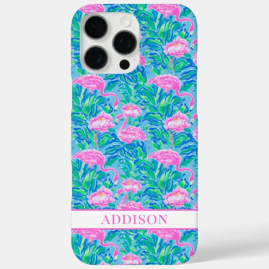 Aquarell-Flamingos mit Monogramm Case-Mate iPhone Hülle (Rückseite)