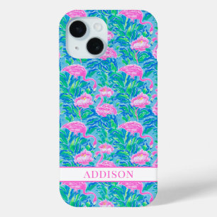 Aquarell-Flamingos mit Monogramm Case-Mate iPhone Hülle