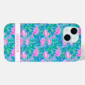 Aquarell-Flamingos mit Monogramm Case-Mate iPhone Hülle (Rückseite (Horizontal))