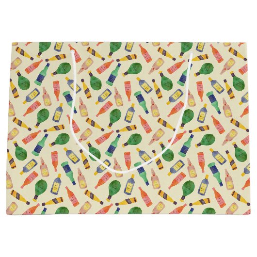 Aquarell Flasche Muster Geschenktasche Große Geschenktüte (Vorderseite)