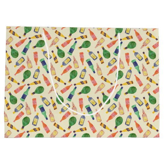 Aquarell Flasche Muster Geschenktasche Große Geschenktüte (Rückseite)