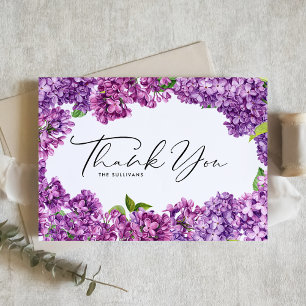 Aquarell Flieder Blumenrahmen Botanische Hochzeit Dankeskarte
