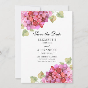 Aquarell Flieder. Fuchsienblüten. Rosa floral Save The Date