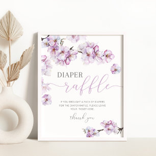 Aquarell Flieder Kirschblüten Windel Tombola Schil Poster