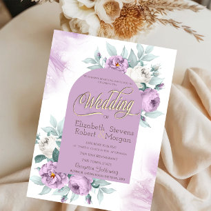 Aquarell Flieder Rosen Polka Punkte Hochzeit Einladung