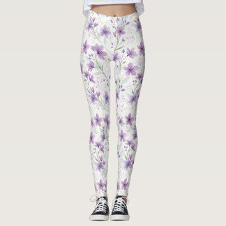 Aquarell-Flieder-Wildblumen-Muster-Leggings Leggings