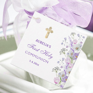 Aquarell Fliederblumen Erstkommunion Geschenkanhänger