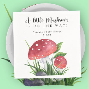 Aquarell Fliegenpilz ist auf dem Weg! Baby Shower  Serviette