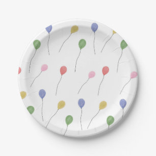 Aquarell Floating Party Balloons Weiß Pappteller