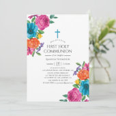 Aquarell Flora Fiesta Erste Kommune Einladung (Stehend Vorderseite)