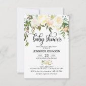 Aquarell Flora Pink Cream Ivory Baby Dusche Einladung (Vorderseite)