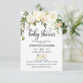 Aquarell Flora Pink Cream Ivory Baby Dusche Einladung (Stehend Vorderseite)