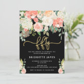 Aquarell Floral 50. Geburtstag Einladung (Stehend Vorderseite)