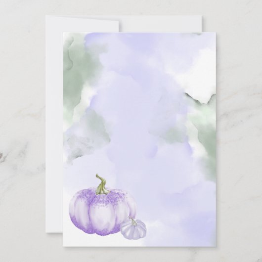 Aquarell Floral Amethyst Pumpkin Baby Dusche Einladung (Rückseite)