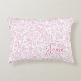 Aquarell Floral Art NAME Rosa Weiß Girlanisch süß Dekokissen