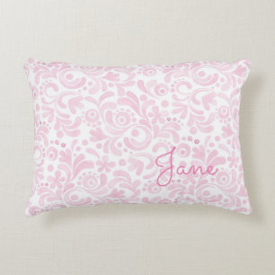 Aquarell Floral Art NAME Rosa Weiß Girlanisch süß Dekokissen