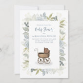 Aquarell Floral Baby Blue QR Code Geschenkkartei Einladung (Vorderseite)
