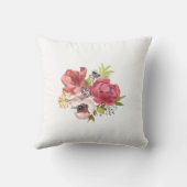 Aquarell Floral Baby Girl Personalisiert Kissen (Rückseite)