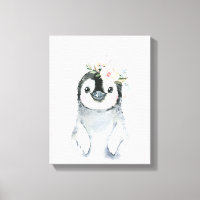 Aquarell Floral Baby Pinguin Snowy Animes