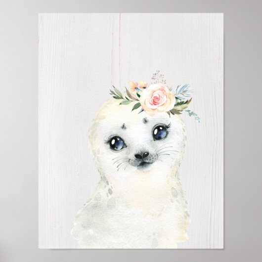 Aquarell Floral Baby Siegel Snowy Animes Poster (Vorne)