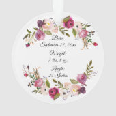 Aquarell Floral Baby's First Christmas Foto Orn Ornament (Rückseite)