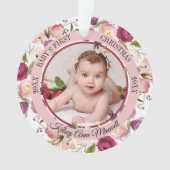 Aquarell Floral Baby's First Christmas Foto Orn Ornament (Vorderseite)