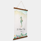 Aquarell Floral Beach Seepferd Personalisiert Wandteppich Mit Holzrahmen (Gewinkelt)