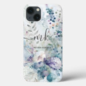 Aquarell Floral Berries Ferns Monogram Name Case-Mate iPhone Hülle (Rückseite)