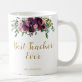 Aquarell Floral Bester Lehrer je Kaffeetasse
