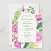 Aquarell Floral Bilingual Spanish Quinceñera Einladung (Vorderseite)