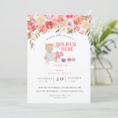 Aquarell Floral Bonjour Girl Baby 2 Einladung (Stehend Vorderseite)