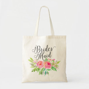 Aquarell Floral Bouquet Personalisiert Bridesmaid Tragetasche