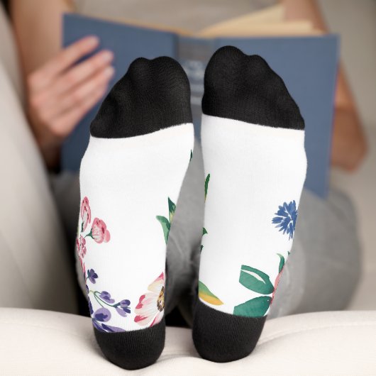 Aquarell Floral Bouquet - Romantische Peony & Wild Socken (Unterseite)