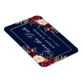 Aquarell Floral Burgundy Blau Save the Date Magnet (Rechte Seite)