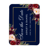 Aquarell Floral Burgundy Blau Save the Date Magnet (Vertikal)