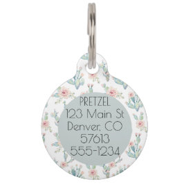 Aquarell Floral Cactus Patter Name Haustiermarke