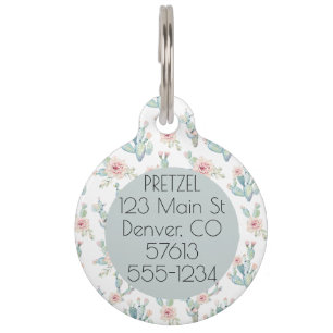 Aquarell Floral Cactus Patter Name Haustiermarke